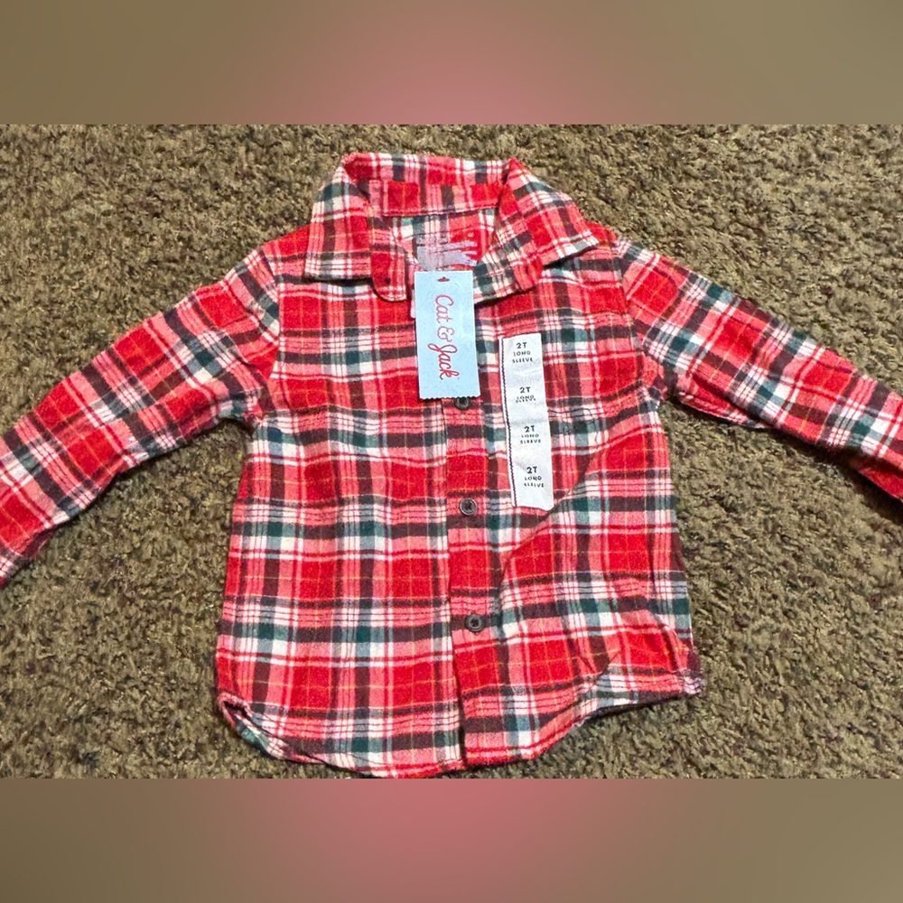 💥4/$20💥 NWT Cat & Jack Red Plaid Toddler Shirt